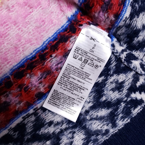 Old Navy Open Front Fair Isle Cardigan Sweater Small Longline Cozy Nordic Cabin - Picture 5 of 8
